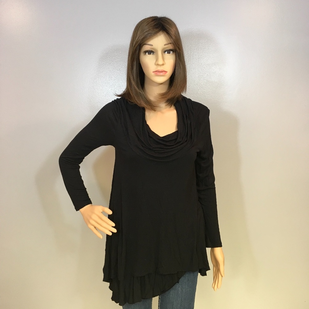 Kensie Ultra Soft Black Tunic Slouchy Top